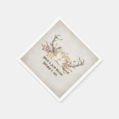 Serviette En Papier Bois de cerfs mariages avec bouquet floral d'autom (Coin)