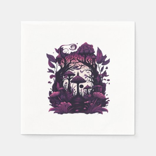 Serviette En Papier Bois de champignons Whimsigoth Witchy sérigraphie (Devant)