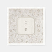 Serviette En Papier Bois de dentelle blanche mariage campagnard rustiq (Devant)