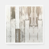 Serviette En Papier Bois de grange blanc aspect veiné rustique soirée (Devant)