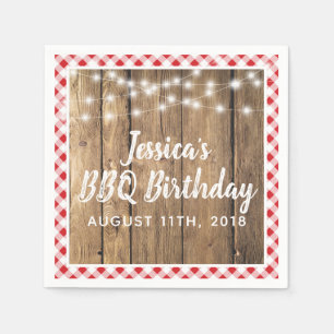 Serviette En Papier Bois de guingan de fête d'anniversaire de BBQ de
