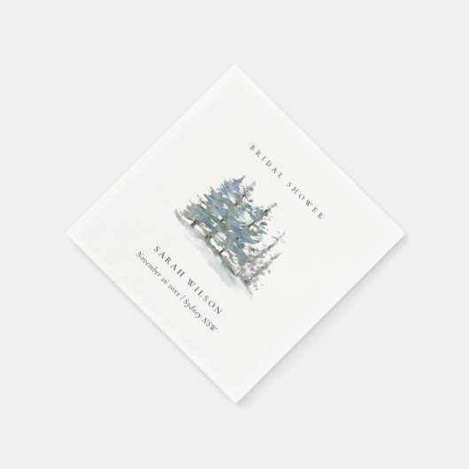 Serviette En Papier Bois de pin bleu-vert sombre Shower de mariage (Coin)