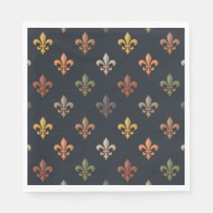 Serviette En Papier Bois de Terre Sombre Motif Fleur-de-lis