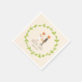 Serviette En Papier Bois de Whimsical Renards mariage d'ivoire (Coin)