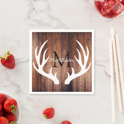 Serviette En Papier Bois d'étable rustique de cerfs blancs - Personnal (En situation)