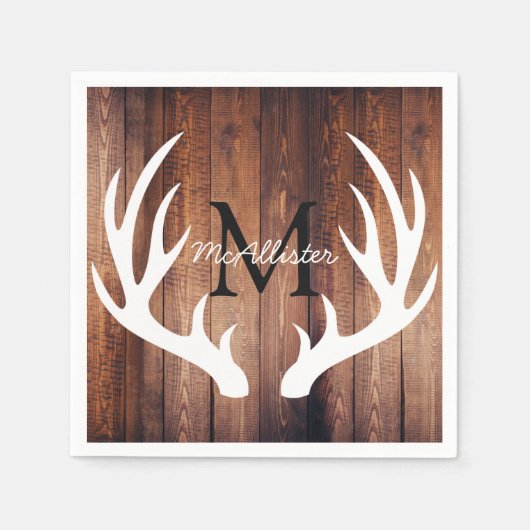 Serviette En Papier Bois d'étable rustique de cerfs blancs - Personnal (Devant)