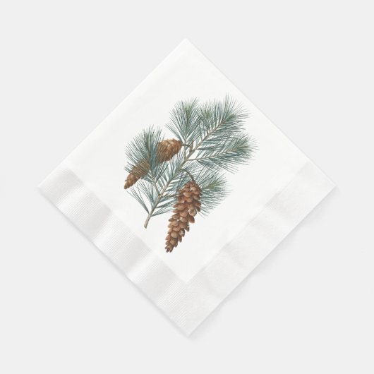 Serviette En Papier Bois d'hiver rustique cônes et branches de pin (Coin)