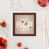 Serviette En Papier Bois endormi Animaux Plaid Baby shower (En situation)