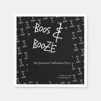 Serviette En Papier Bois et Booze Halloween Party Noir et Blanc