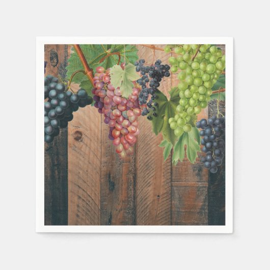 Serviette En Papier Bois et raisins rustiques (Devant)