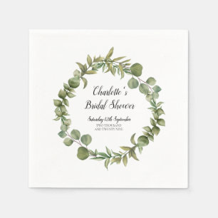 Serviette En Papier Bois Eucalyptus Fête des mariées verte