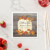 Serviette En Papier Bois foncé Rustique Citrouille d'aquarelle (En situation)