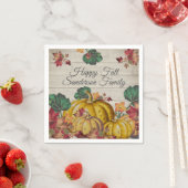 Serviette En Papier Bois gris rustique Automne Citrouille orange Feuil (En situation)