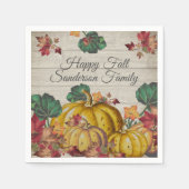 Serviette En Papier Bois gris rustique Automne Citrouille orange Feuil (Devant)