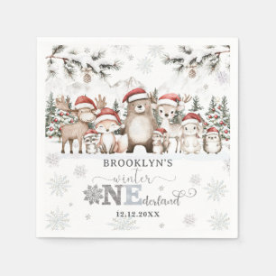Serviette En Papier Bois hivernal ONEderland Noël 1er Anniversaire