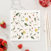 Serviette En Papier Bois Moderne Flore Berries Insectes (En situation)