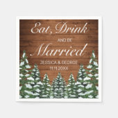 Serviette En Papier Bois neigeux & Forêt Manger Boire Mariage marié (Devant)