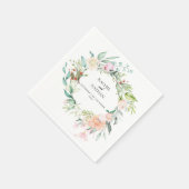 Serviette En Papier Bois Rose verdure Mariage fleuri (Coin)