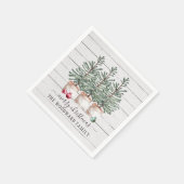 Serviette En Papier Bois rustique Arbres de Noël Nom de famille (Coin)
