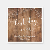 Serviette En Papier Bois rustique avec lumières blanches, meilleur jou (Devant)