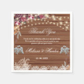 Serviette En Papier Bois rustique Chaîne Lumière Bébés Mariage dentell (Devant)