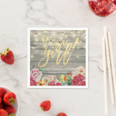 Serviette En Papier Bois rustique Chic Floral String Baby shower (En situation)