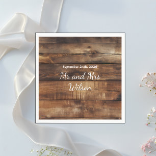 Serviette En Papier Bois rustique Couples Mariage campagnard photo Dîn