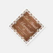 Serviette En Papier Bois rustique & dentelle blanche Manger Boire Mari (Coin)