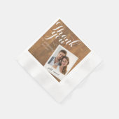 Serviette En Papier Bois rustique et cadre photo Mariage Merci (Coin)