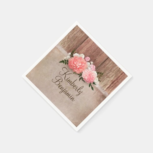Serviette En Papier Bois rustique et Mariage de grange fleurie Burlap (Coin)