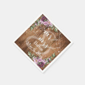 Serviette En Papier Bois rustique, Fleurs Lumineuses Blanches M & Mme (Coin)