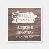 Serviette En Papier Bois rustique Juste Marié Élégant Mariage campagna (Devant)