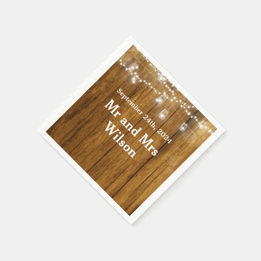 Serviette En Papier Bois rustique Mason Jar Hanging Lights cocktail (Coin)