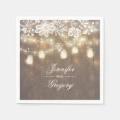Serviette En Papier Bois rustique Mason Jar Lights Barre Mariage dente (Devant)