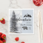 Serviette En Papier Bois rustique Ours Bleu Garçon Premier anniversair (En situation)