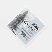 Serviette En Papier Bois rustique Ours Bleu Garçon Premier anniversair (Coin)