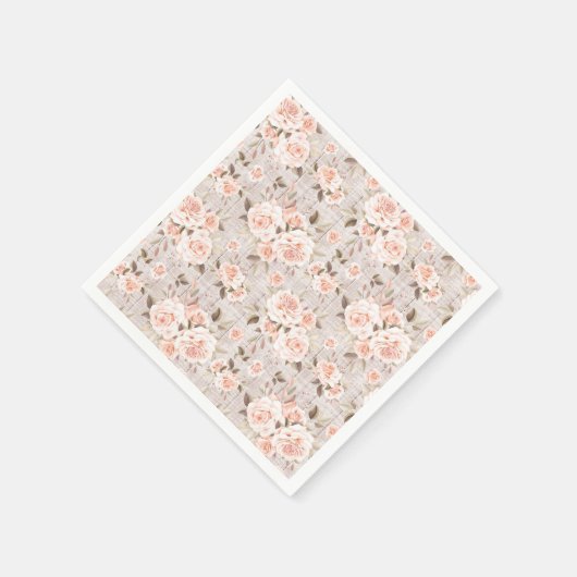 Serviette En Papier Bois rustique & Roses romantiques Shabby Chic Mari (Coin)