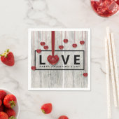 Serviette En Papier Bois rustique Saint-Valentin AMOUR Coeurs rouges m (En situation)