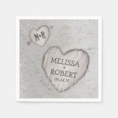 Serviette En Papier Bois rustique sculpté Coeur Birch Mariage (Devant)
