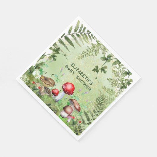 Serviette En Papier Bois rustique Verdure Champignons Champignons Ferm (Coin)