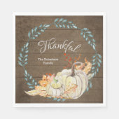 Serviette En Papier Bois rustique w Feuilles automnales dans Thanksgiv (Devant)