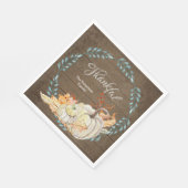 Serviette En Papier Bois rustique w Feuilles automnales dans Thanksgiv (Coin)