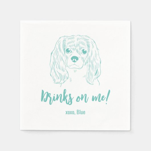 Serviette En Papier Bois sur moi ! Cavalier Spaniel Mariage Napkins (Devant)
