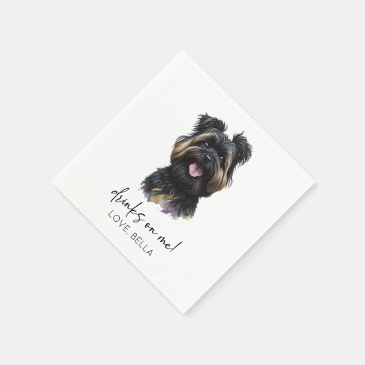 Serviette En Papier Bois Sur Moi ! Mariage de chien Affenpinscher (Coin)