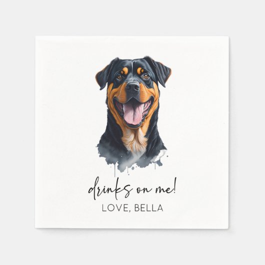 Serviette En Papier Bois Sur Moi ! Mariage de chien Rottweiler (Devant)