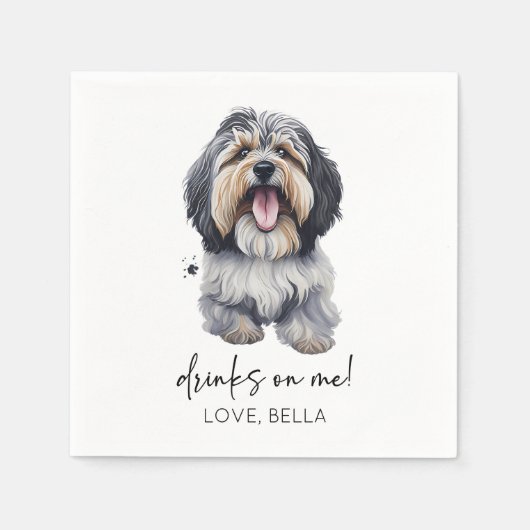 Serviette En Papier Bois Sur Moi ! Mariage de chiens Havanais (Devant)
