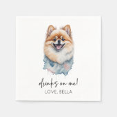 Serviette En Papier Bois Sur Moi ! Mariage Poméranien de chien (Devant)