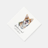 Serviette En Papier Bois Sur Moi ! Pembroke Welsh Corgi Chien Mariage (Coin)