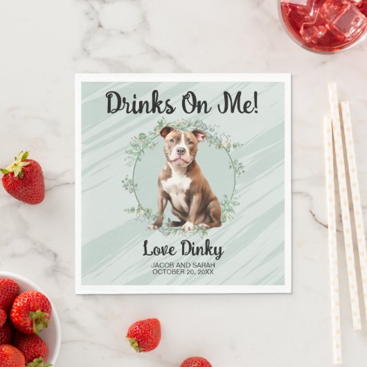 Serviette En Papier Bois Sur Moi ! Pitbull Chien mariage animal (En situation)