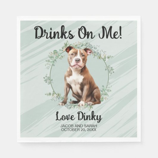 Serviette En Papier Bois Sur Moi ! Pitbull Chien mariage animal (Devant)